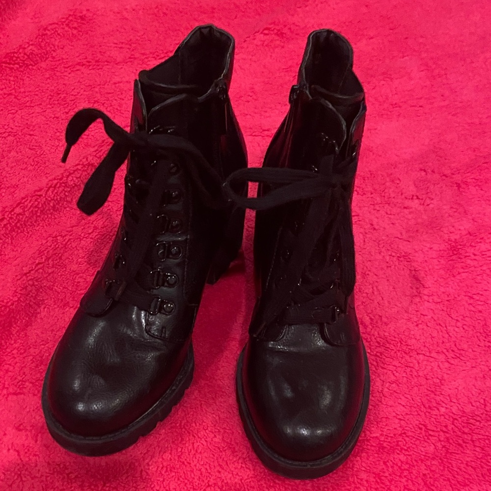Limelight Black Lace-Up Combat Boots